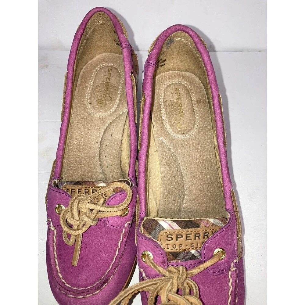 Sperry Top-Sider  Goldfish Wedge Heel Pink Plaid 9518747 Women Sz 7M